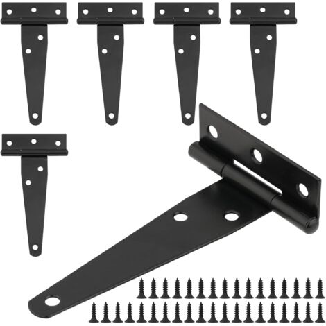6 pièces Charnière en T, 4 Pouces, Acier, 6 trous, 270 degrés, Portail, Hangar (1/5)