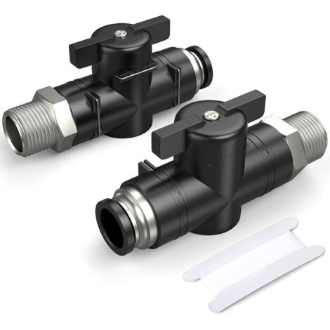 2 pièces Vanne à bille, Raccord pneumatique, Filetage BSP 1/4, OD 8mm, Pour système de contrôle d'air (1/5)