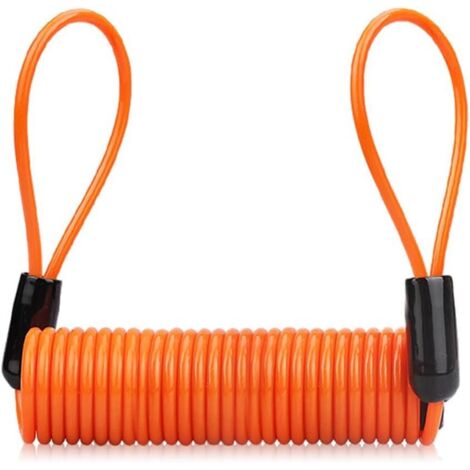 1 Câble de rappel, Antivol à disque, Acier et PVC, 120 cm, Orange, Pour moto, scooter, vélo (1/5)