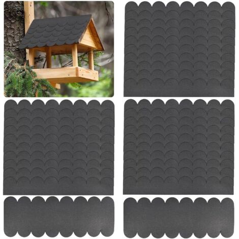 Lot de 32 bardeaux de toit autocollants en feutre gris, tuiles imperméables pour nichoir à oiseaux, clapier à lapin et hôtel à insectes (1/5)