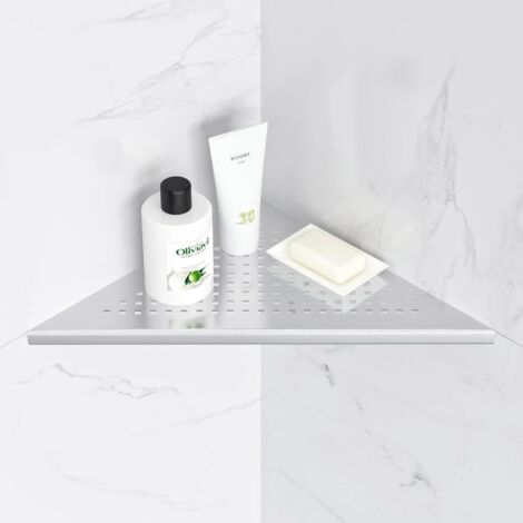 1 Étagère de coin,Acier inoxydable 304,Capacité 10 kg,Design creux,Salle de bain et cuisine (1/5)