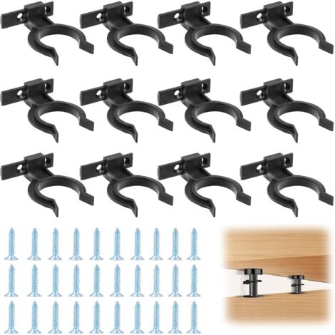 12 Clips De Fixation, Plinthe Cuisine, ABS Noir, Pour Pieds 32-42mm, Avec 30 Vis (1/5)