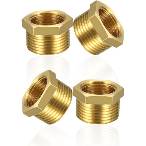 4 pcs Réducteur, laiton, filetage mâle 1/2 pouce, filetage femelle 3/8 pouce, pour conduites d'eau et de gaz (1/5)