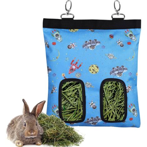 1 Sac Distributeur de Foin, Tissu Oxford 600D, 2 Fenêtres, Crochets de Suspension, pour Lapin Cochon d'Inde Hamster (1/5)