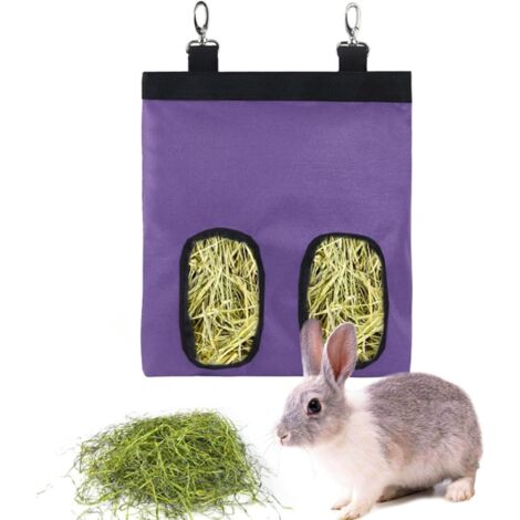 1 Sac Distributeur de Foin, Tissu Oxford 600D, 2 Fenêtres, Velcro, pour Lapin Cochon d'Inde Hamster (1/5)
