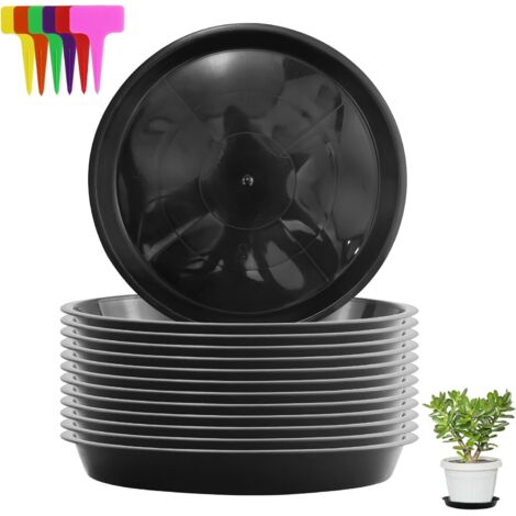 12 soucoupe, plastique, 24cm, rond, noir, intérieur, extérieur (1/5)