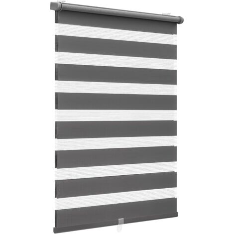 1 Store enrouleur double, sans perçage, Klemmfix, protection solaire, 90x130 cm, gris foncé, pour fenêtre (1/5)