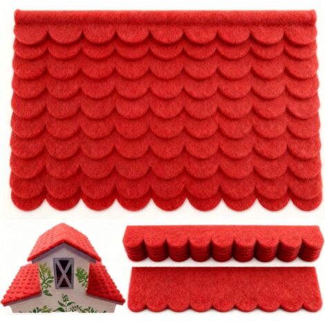 Lot de 32 Plaques de toit autocollantes, Bardeaux rouges 30x5cm et 30x11cm, pour nichoir à oiseaux, niche pour chien, projets en bois