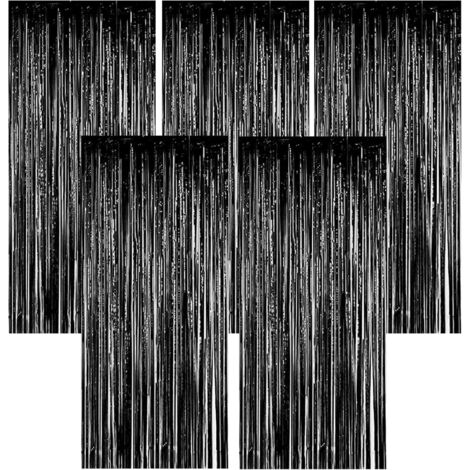 5 Pièces Rideau Métallique, Franges Aluminium Noir, Décoration Mur Fenêtre, Fête Mariage Anniversaire (1/5)