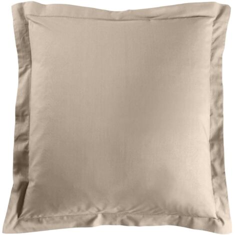 1 Taie d'oreiller, 63x63 cm, 100% Coton, tissage serré 57 fils, couleur Sable, pour chambre à coucher (1/5)