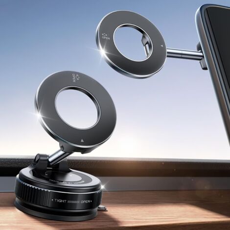 Support Téléphone Voiture Magnétique - 1 Unité - Métal Et Gel - Rotation 360 Degrés - Pour Tableau De Bord Et Pare-brise (1/5)