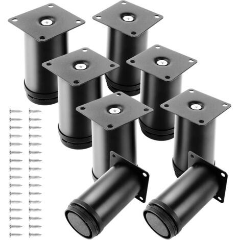 Lot de 8 Pieds Réglables Meubles, Acier Inoxydable, Noir, Ø50mm, Hauteur 100mm, Pour Canapé Table Armoire (1/5)