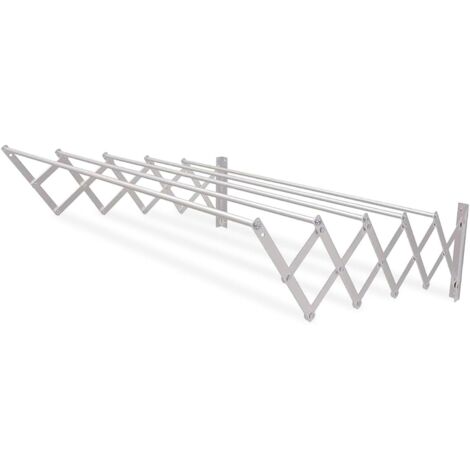 1 Séchoir Mural Extensible 6m², Aluminium Inoxydable, Accordion, Intérieur Extérieur