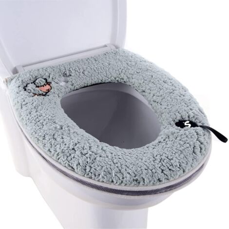 1 Housse De Siège Toilette Fermeture Éclair Poignée Polyester Sherpa Imperméable Salle De Bain (1/5)