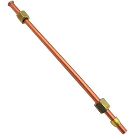 1 Tube échappement compresseur air, cuivre plaqué aluminium, 470 mm, diamètre 6 mm, ports plat et évasé, pièce rechange (1/5)