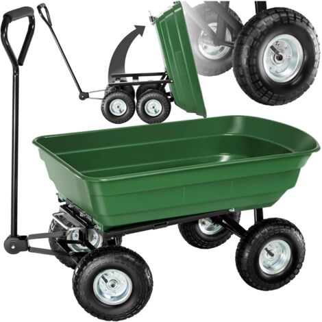 1 Chariot à roulettes, Cadre métallique, Benne basculante, Roues en caoutchouc, Jardinage (1/5)