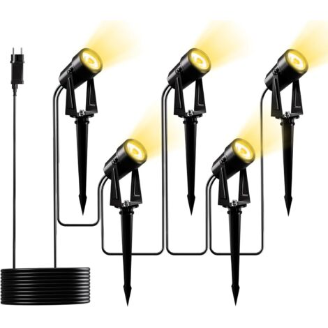 Lot de 5 Spot Extérieur LED 17M Blanc Chaud 3000K IP65 Pour Jardin Chemin Bassin (1/5)