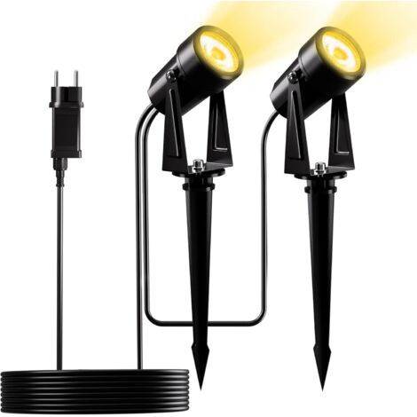 Lot de 2 Spot Extérieur LED 6M Blanc Chaud 3000K IP65 Pour Jardin Chemin Bassin (1/5)