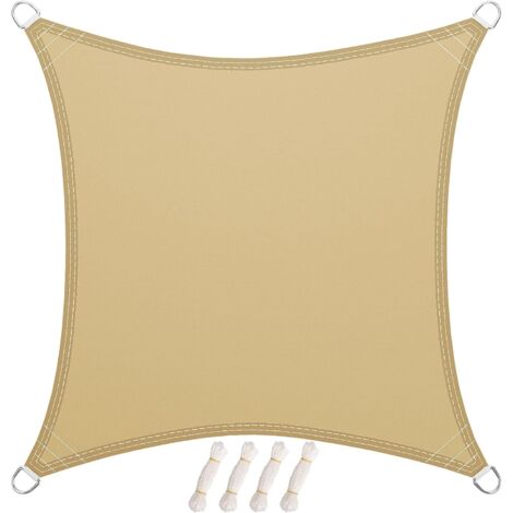 1 Voile D'Ombrage Carré 4x4m, Polyester Résistant Uv, Anneaux Inox, Pour Jardin Terrasse Piscine (1/5)