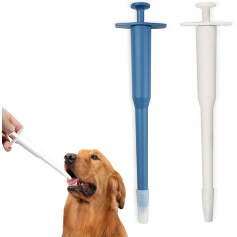 Lot de 2 Distributeurs Pilules Seringue Silicone Plastique Poignée Ergonomique Chien Chat (1/5)