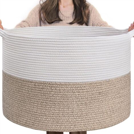 1 Panier Rangement Coton Tressé, Poignée, Pliable, Jouets Couvertures, Chambre Salon (1/5)