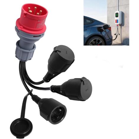 1 Adaptateur CEE 400V vers 3 Prises 230V Câble 50cm IP44 Nylon Camping Car Chantier (1/5)