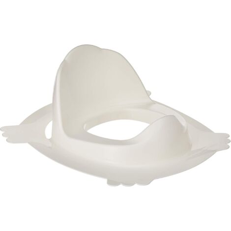 1 Réducteur de toilette Blanc Muguet, Dossier haut stabilité, Polypropylène hygiénique, Pour enfant apprentissage (1/4)