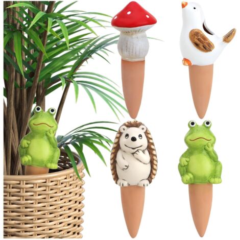 4x Arroseur Automatique, Cône Argile, 15,5cm, Terre Cuite, Motifs Animaux, Plantes Intérieur (1/5)