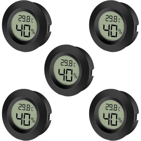 Lot de 5 Hygromètre Thermomètre, Capteur Numérique, Écran LCD, Plage -50℃ à 70℃, Pour Cave Serre Maison (1/5)