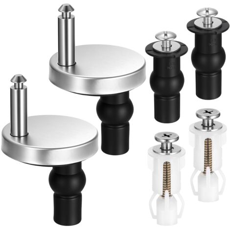 1 Paire Fixation Abattant WC, Acier Inoxydable, Caoutchouc, Trous 14-16mm, Kit Remplacement Universel (1/5)
