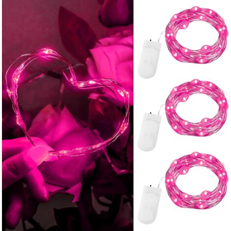 3 pcs Guirlande lumineuse LED, 2m, 20 LED, fil cuivre, pile CR2032, décoration mariage chambre (1/5)