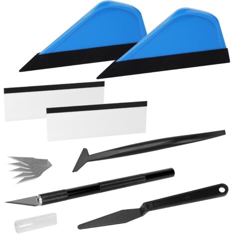 7 Pièces Kit Pose Film Vitre, Raclette Feutre, Couteau Précision, Mini-raclettes, Pour Teintage Voiture Et Stickers (1/5)