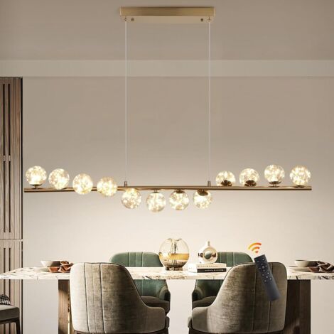 1 Lustre, Suspension LED, Doré, Verre, Réglable, Dimmable, Cuisine, Salon (1/5)