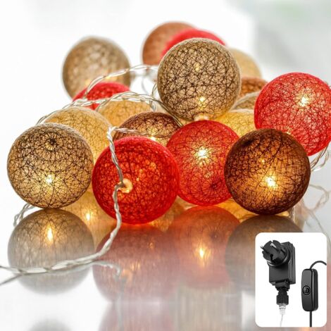 1 Guirlande lumineuse, 20 LED, Boule coton, 6m, Blanc chaud, Intérieur (1/5)