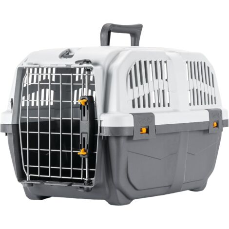 1 Caisse De Transport Pour Animaux Porte En Métal Gris Beige Voyage (1/5)