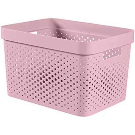 1 Panier de Rangement 17L Empilable Plastique Recyclé Rose pour Bureau et Maison (1/2)
