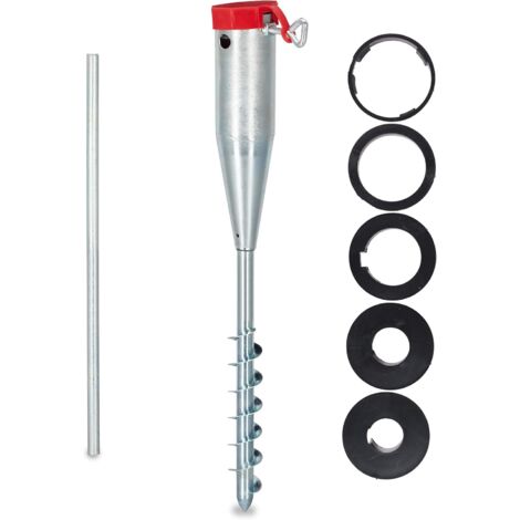 1 Douille De Sol, Acier Galvanisé, Adaptateurs 25-55 Mm, Support Parasol, Jardin Camping Plage (1/5)