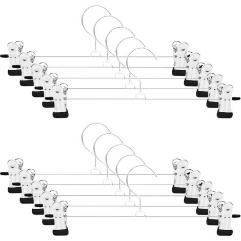 10 Cintre,Pince 30cm,Acier inoxydable,Réglable,Vêtements,Pantalons,Jupes,Garde-robe (1/5)