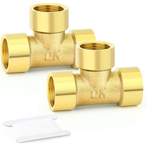 2pièces Tee en laiton raccord, 1/2" x BSP raccords de tuyauterie femelle - 1/4" (1/5)