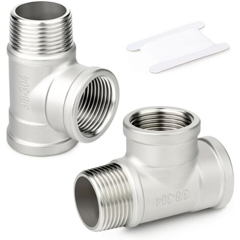 1 pièces Raccords de tuyauterie en acier inoxydable à 5 voies, 1" BSP femelle raccords Male Run Tee 3/8"BSP(2 PCS) (1/5)
