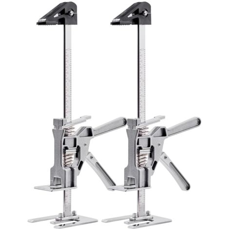 2 Cric à bras, Capacité 100 kg, Hauteur réglable 18 cm, Acier, Niveau magnétique, Installation portes fenêtres (1/5)