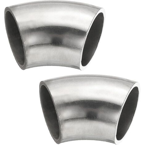 2pcs Coude À 45 Degrés Mandrin, 76mm OD Acier D'échappement Raccord De Tuyauterie 304 Inoxydable pour Exhaust Pipe Stair Handrail HVAC - 19mm (1/5)