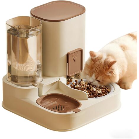 1 Distributeur Nourriture Eau, Réservoir 2L Nourriture 1L Eau, Sortie Réglable, Pour Chien Chat Voyage (1/5)