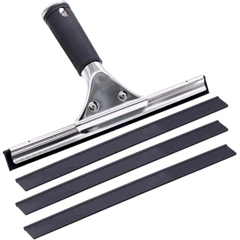 1 Raclette Vitre 30 cm Acier Inoxydable, 3 Lèvres Caoutchouc, Pour Fenêtre Douche Miroir