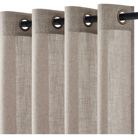 2pcs Rideau, Lin Translucide, Oeillets, Moderne, Salon Chambre Cuisine