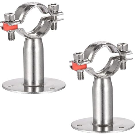 Lot de 2 Supports de fixation murale, Acier inoxydable, Réglable 16-19 mm, Pour tuyaux et tubes, Montage plafond (1/5)