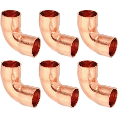 6pcs Raccord Coudé en Cuivre pour Tuyaux Gaz, 8mm Tuyau d'Arrosage Durite Essence, Raccords Tuyauterie à Pression HVAC Climatisation Plomberie, Épaisseur 0.8mm - 3/8" (1/5)