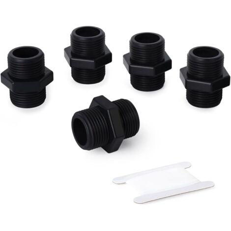 5 pièces 1 "BSP connecteurs mâles à mâles, raccords de tuyauterie mamelon hexagonal en PVC - 1-1/2" X 50MM (1/5)