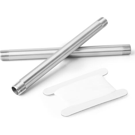 2 pièces de raccords tuyauterie en acier inoxydable, 1/2"FBSP x 1/2"FBSP, 50mm longueur, pour tuyaux fonte, l'eau, l'air et le gaz naturel 300mm Length 1/4"BSP(Mâle Mâle) (1/5)