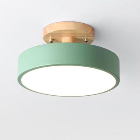 1 Plafonnier LED Rond Bois Métal 18cm 13W Vert Pour Chambre Salon Cuisine Bureau